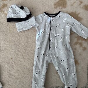 Adorable Gray Baby One Piece with Hat